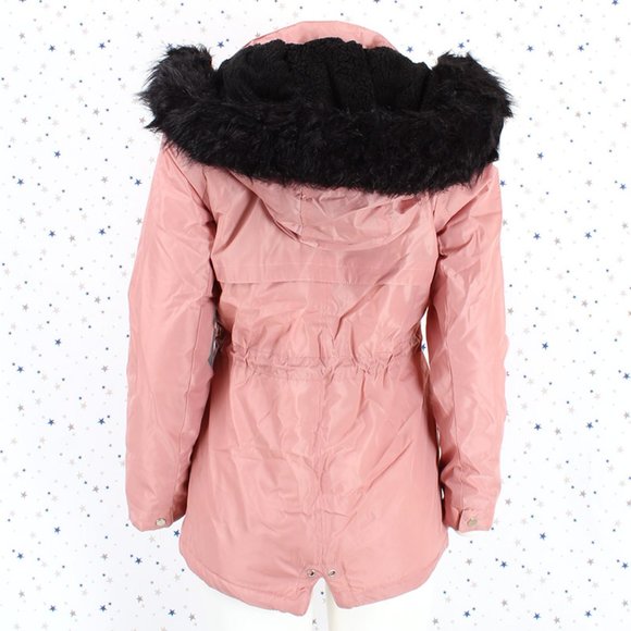 Mauve Fur lined Hood Anorak Parka Padded Jacket - Picture 7 of 13